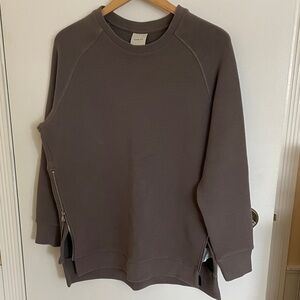 Varley Taupe Ribbed Knit Top